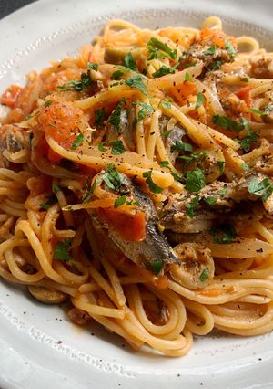 A picture of Canned Sardines & Tomato Spaghetti.