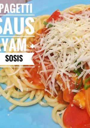 Foto resep Spagetti saus ayam + sosis