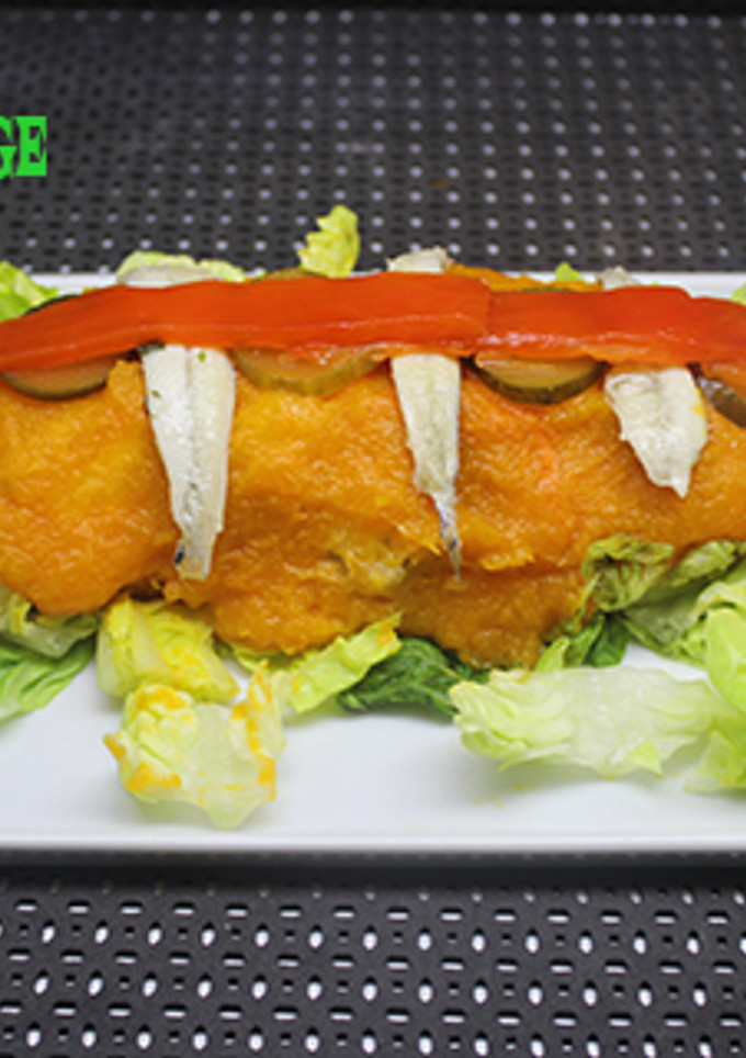 Una foto de Rollito de calabaza y pescado