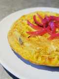 Tortilha de batata com toque asiático (usando sobra de batata)