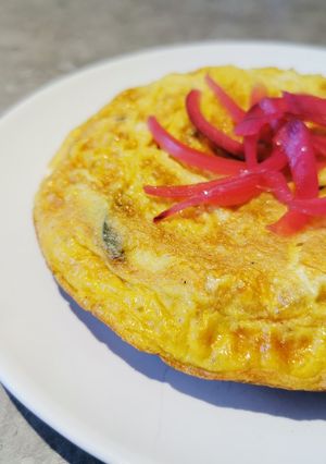 Foto de Tortilha de batata com toque asiático (usando sobra de batata)
