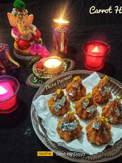 A picture of Carrot Halwa Modak.