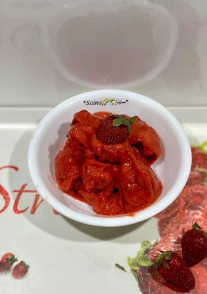 عکسی از دستور سوربه (بستنی یخی) توت فرنگی🍓 strawberry sorbet