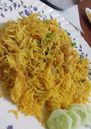 A picture of Chole pulao.