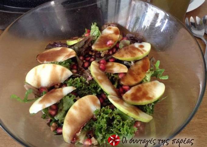 Festive salad with a pomegranate dressing