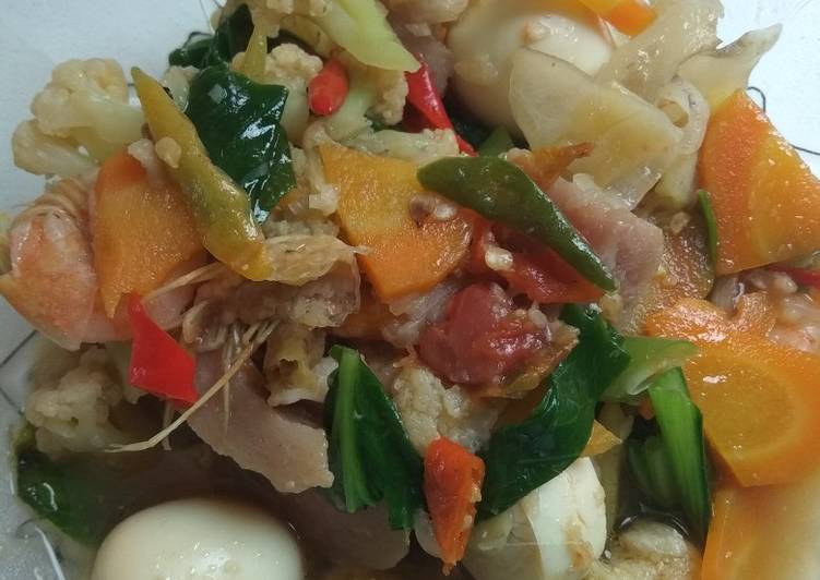 Tumis sayuran udang saos tiram