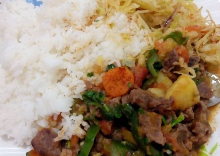 Steps to Prepare Ultimate Boiled Rice served with beef stew