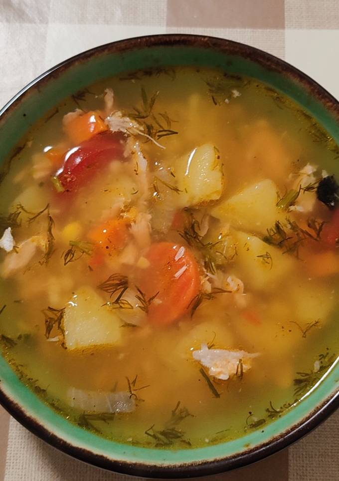 Рибний супчик з лососем, овочами та птітімом😍