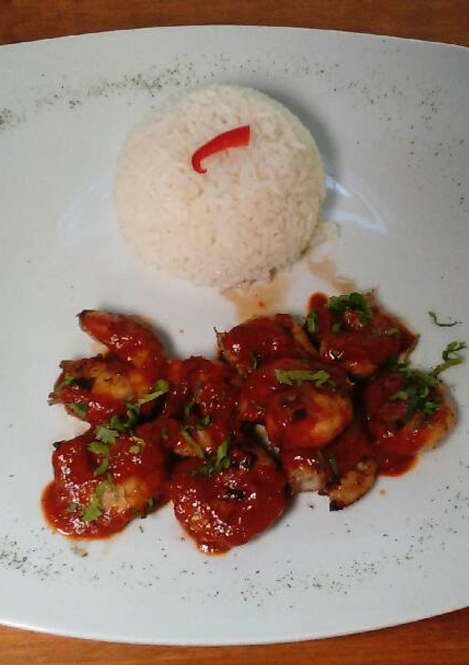 Una foto de Camarones en salsa de Maracuya y chipotle