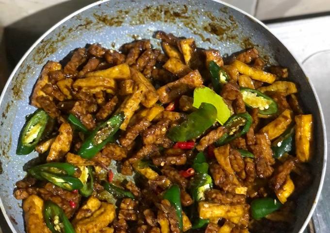 316. Tumis Cabe Hijau Rebon Tahu Tempe