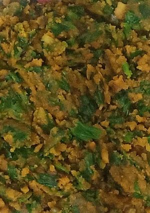 A picture of Dry Green onion Besan Recipe.