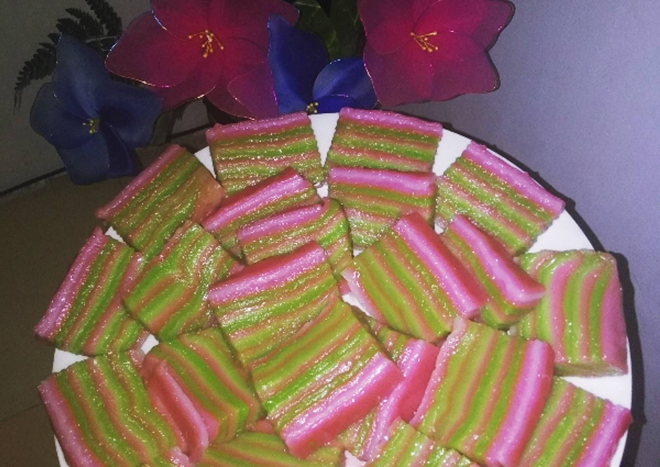 Kue lapis warna warni kenyal & enak