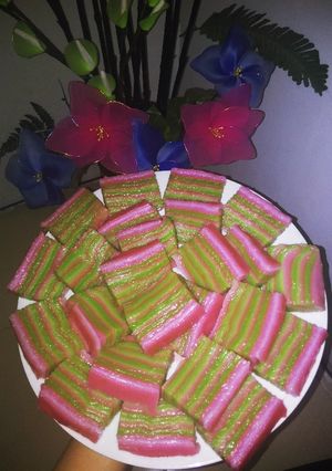 Foto resep Kue lapis warna warni kenyal & enak