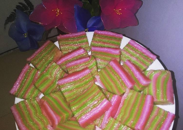 Kue lapis warna warni kenyal &amp; enak