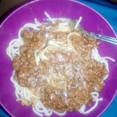 A picture of Spaghetti and mince.