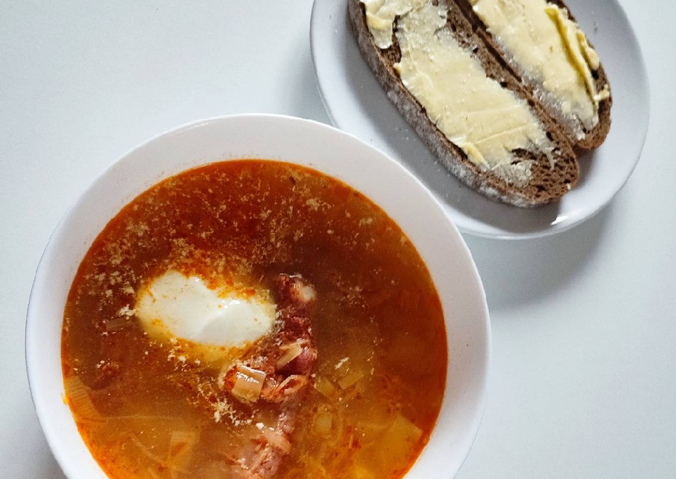Tangy sour crout and pork rib soup