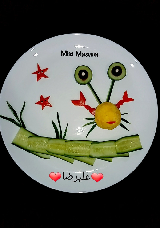 عکسی از دستور تزیین برنج کودک به شکل خرچنگ علیرضا👦