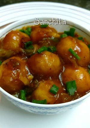 A picture of Baby Potato Manchurian.