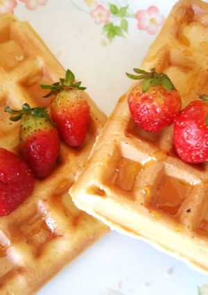 A picture of Belgian waffles # breakfast delight.