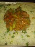 Chicken manchurian with garlic rice