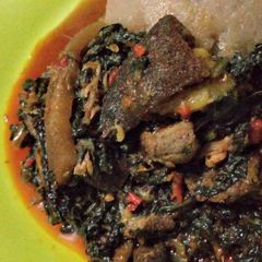 A picture of Efo riro (vegetable soup).