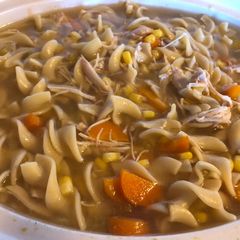 A picture of Chicken noodle soup.