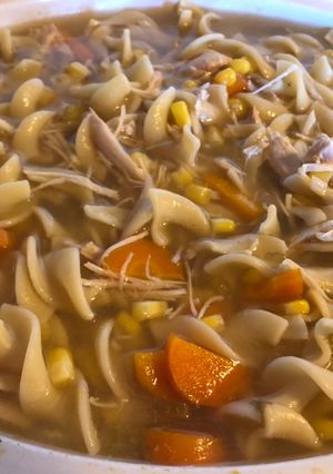 A picture of Chicken noodle soup.