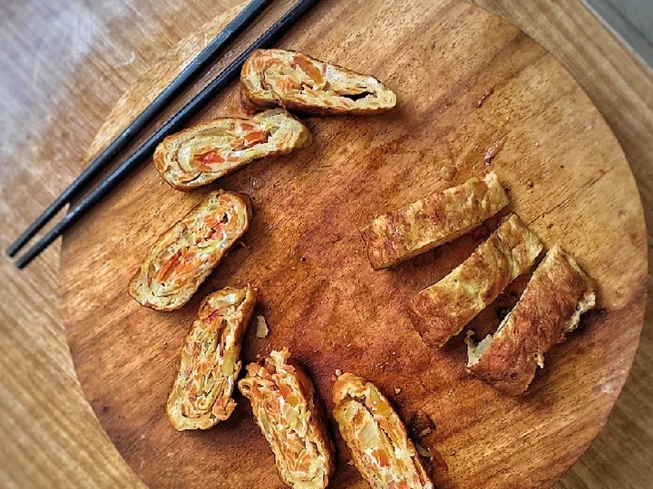 Cara Gampang Membuat Resep Gyeran-Mari (telur dadar gulung korea) 3 bahan isian yang Lezat Anti Ribet, Lezat Sekali