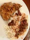 Arroz blanco con habichuela roja y pechuga de pollo con mantequilla