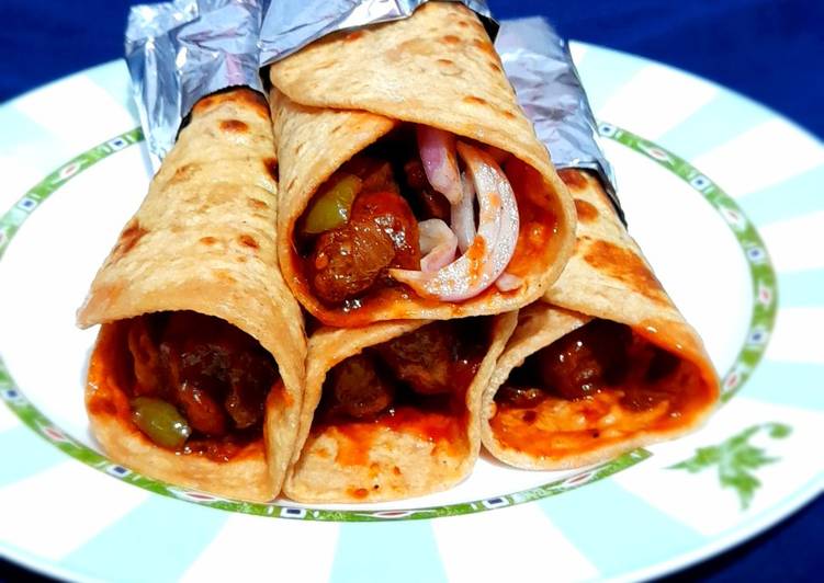Steps to Prepare Any-night-of-the-week Soya Chilli Kathi Roll