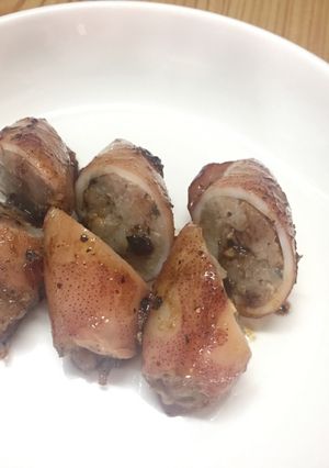 Hình của món Mực nhồi thịt kho keo.