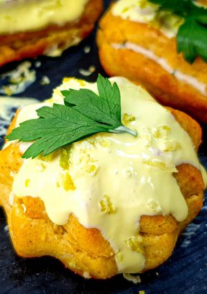 A picture of Savory Cornstarch Éclairs Filled with Tuna Mousse.