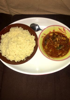 A picture of Cous-cous & stew🍲.