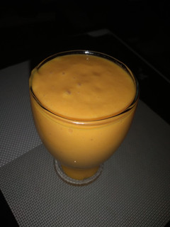 A picture of Strawberry, banana n mango milkshake.