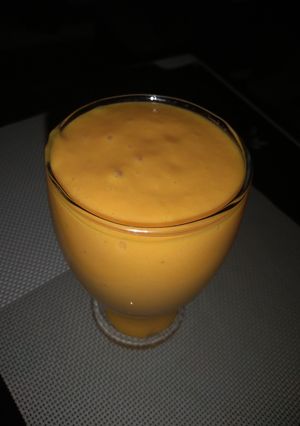 A picture of Strawberry, banana n mango milkshake.