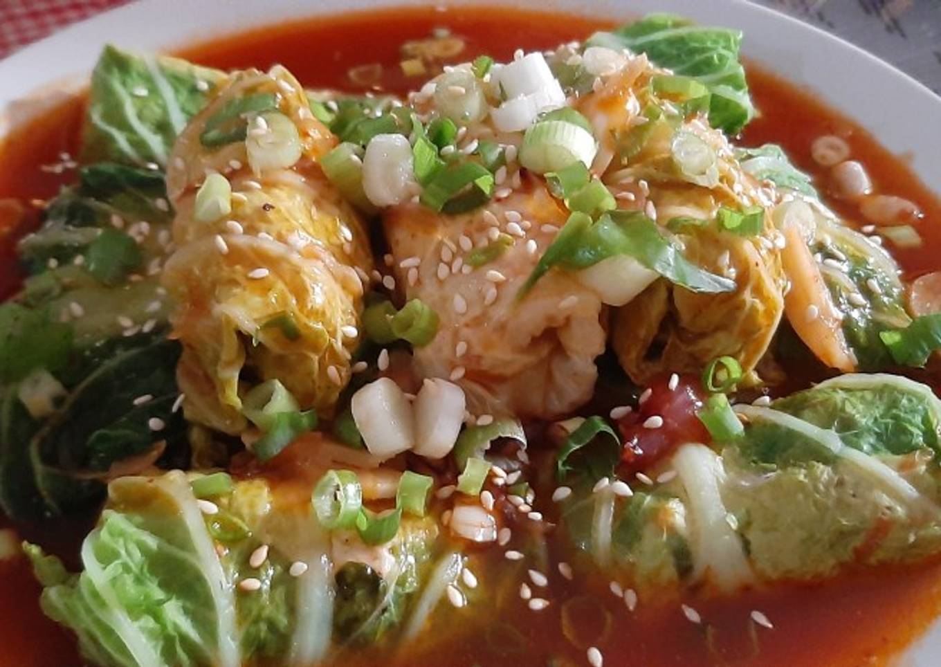 Sawi Gulung Isi Tahu Ayam