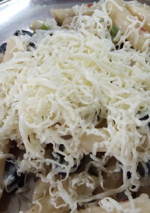 A picture of White sauce pasta.