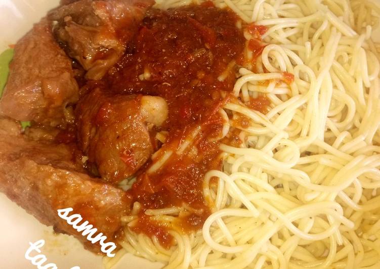 Spaghetti and stew