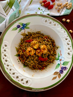 Foto di Farro pomodorini e gamberi con pesto di prezzemolo