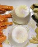 Calabacín y boniato al horno con huevos poché