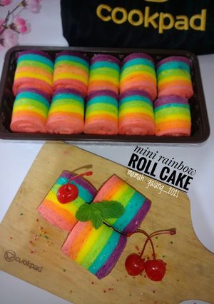 Foto resep Mini rainbow roll cake