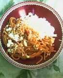Spaghetti con arroz blanco