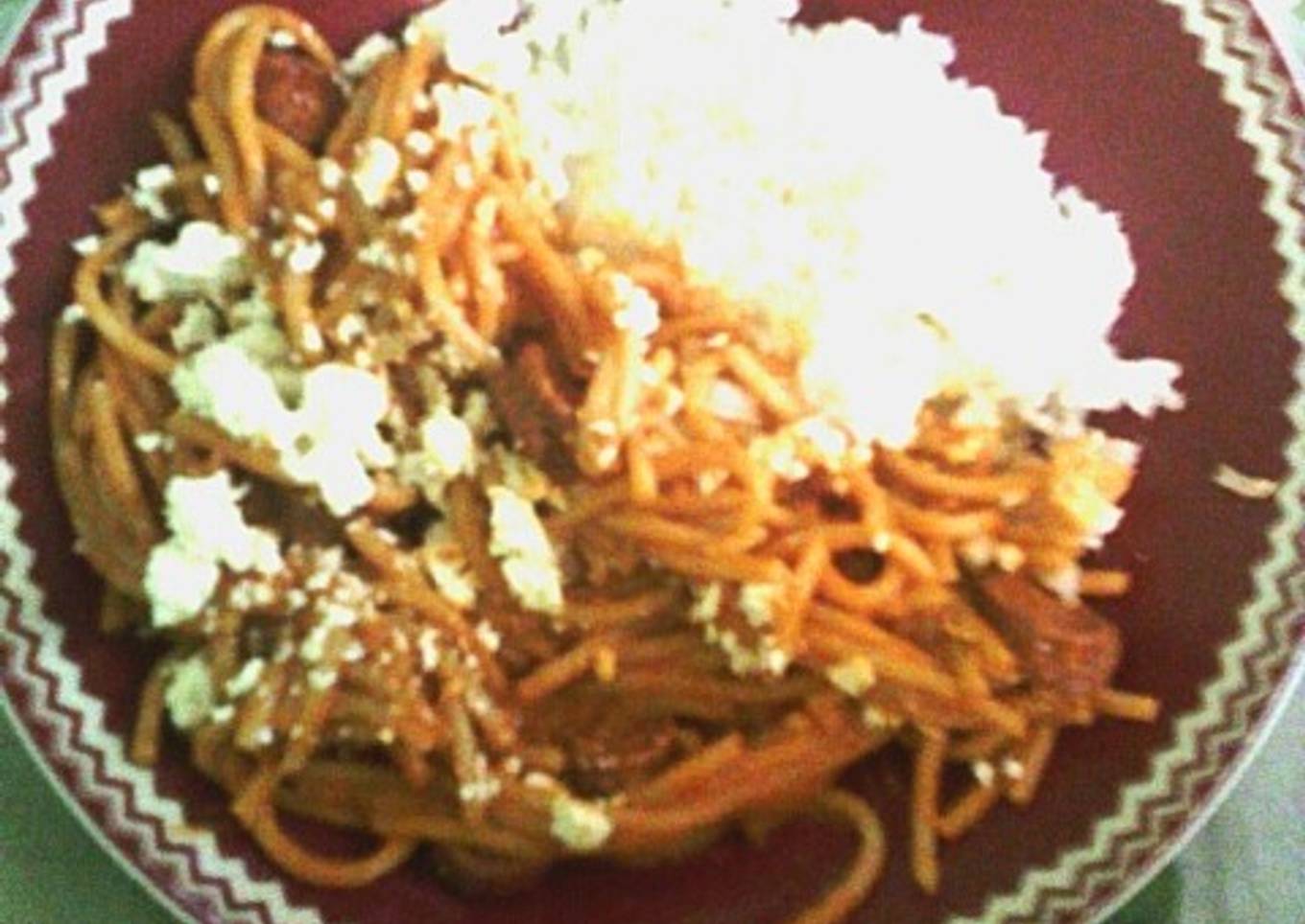 Spaghetti con arroz blanco
