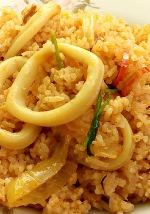 รูปของ ข้าวผัดผงกะหรี่ปลาหมึก