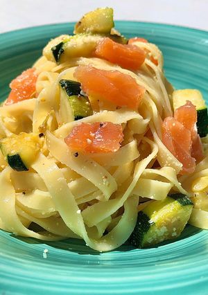 Une photo de Tagliatelle courgette saumon