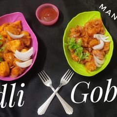 A picture of Idli & Gobhi Manchurian.