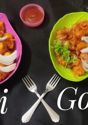A picture of Idli & Gobhi Manchurian.