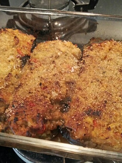 Una foto de Berenjenas rellenas de pescado y gambones