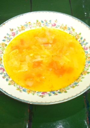 Una foto de Sopa francesa de cebolla y poro