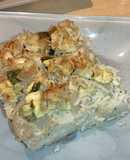 Gratin de poulet, riz et courgette